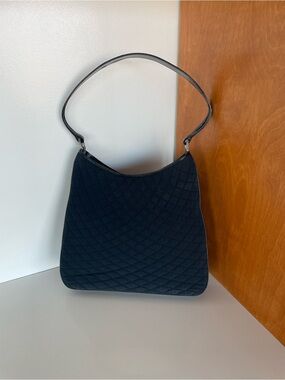 Vintage Bally Navy Quilted with leather trim